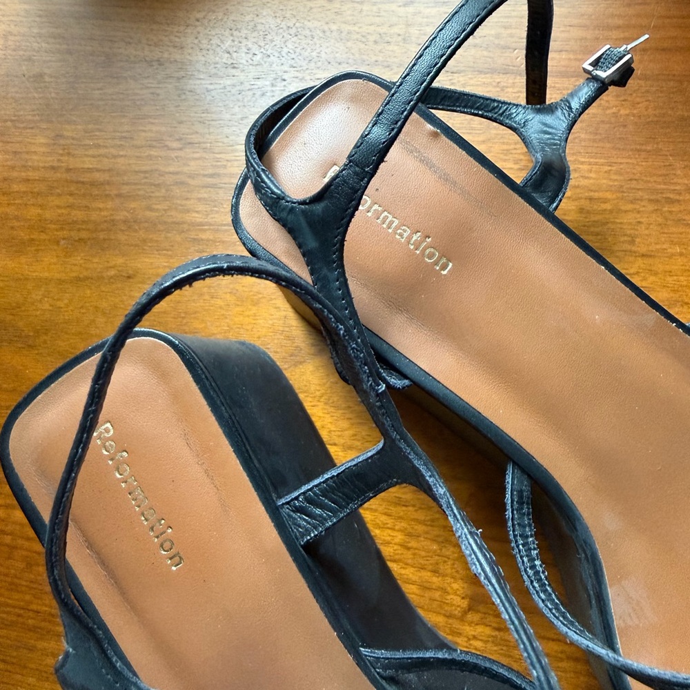 Reformation Platform Black Strappy Sandals - Picture 2 of 3